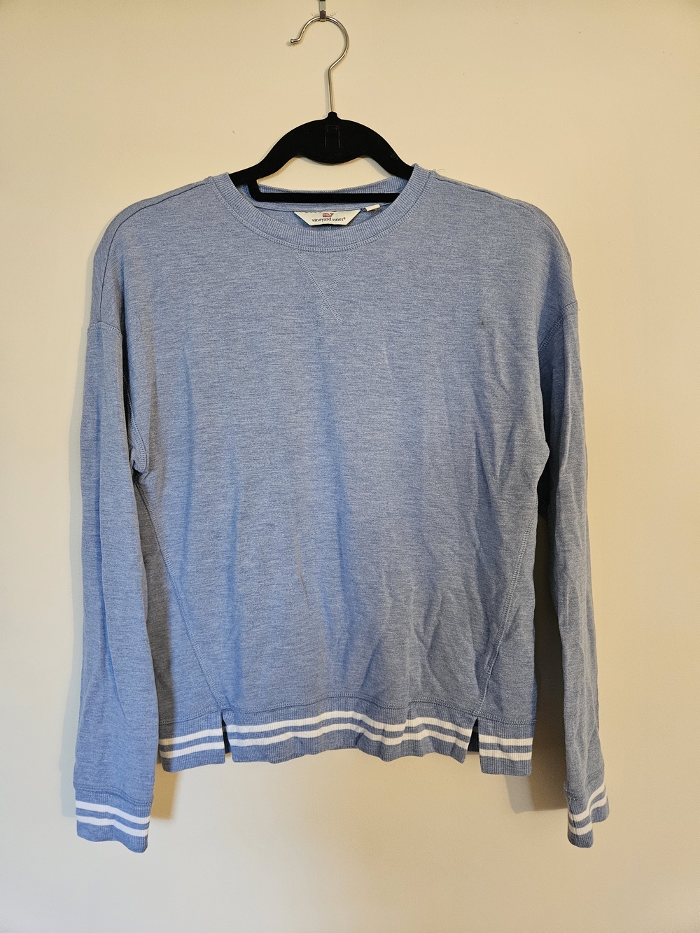 Vineyard Vines Light Blue Long Sleeve Tee with White Trim